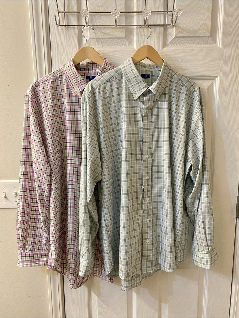 2 FootJoy Men’s Woven plaid long sleeve shirt excellent condition no stains